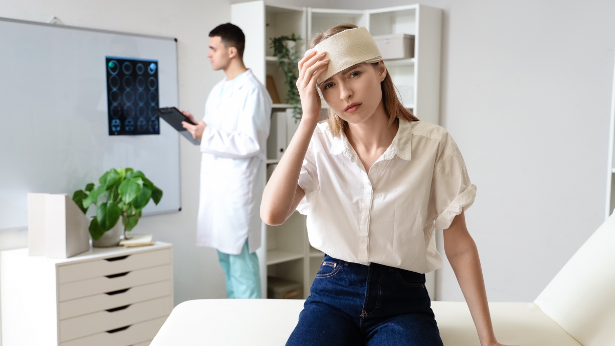 Brain with disrupted neural pathways from impact trauma